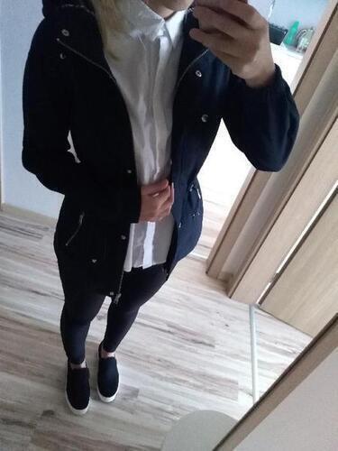 Tmavomodrý jesenný kabátik/parka