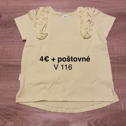 Pastelovo �lt� tri�ko na kr�tky ruk�v ve�kos� 116